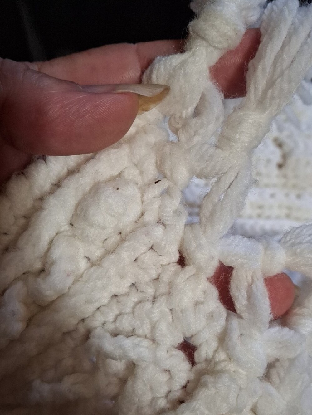 Handmade Crochet Blankets in Cream And White, Very Heavy - Picture 2 of 3